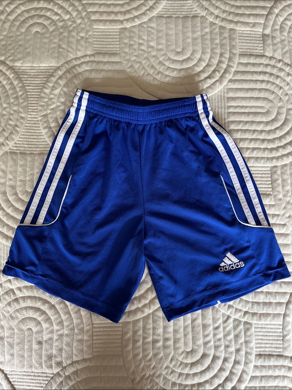 adidas Kids’ Royal Blue Athletic Shorts with White 3-Stripes